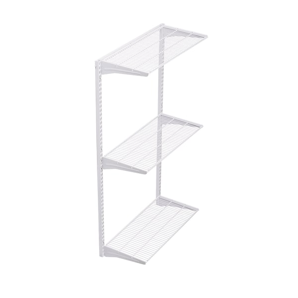Triton Products Wall Mount Shelving Unit W/ 3 Steel Wire Shelves & Mounting Hardware, White, 33" W x 63" H 1799-WHT - main